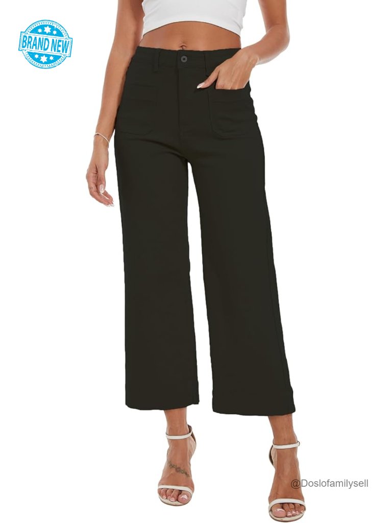 High Waisted Flare Wide Leg Cropped Jeans Stretchy Baggy